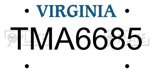 TMA6685 Virginia License Plate