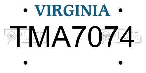 TMA7074 Virginia License Plate
