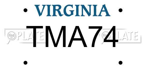 TMA74 Virginia License Plate