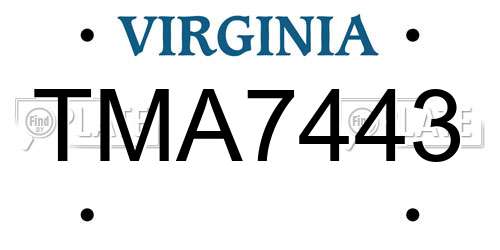 TMA7443 Virginia License Plate