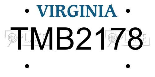TMB2178 Virginia License Plate