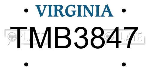 TMB3847 Virginia License Plate
