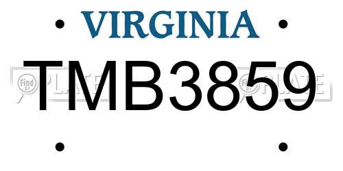 TMB3859 Virginia License Plate
