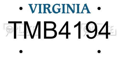 TMB4194 Virginia License Plate