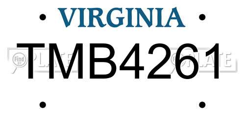 TMB4261 Virginia License Plate