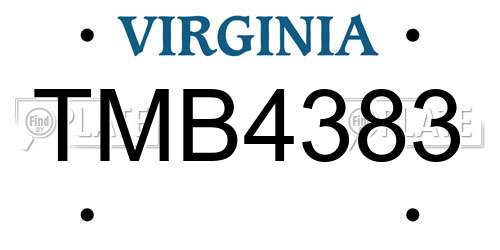 TMB4383 Virginia License Plate