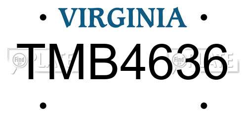 TMB4636 Virginia License Plate