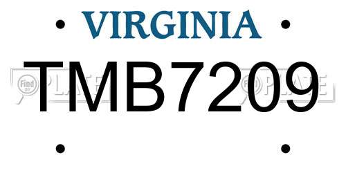 TMB7209 Virginia License Plate