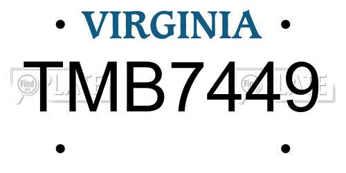 TMB7449 Virginia License Plate