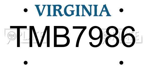 TMB7986 Virginia License Plate