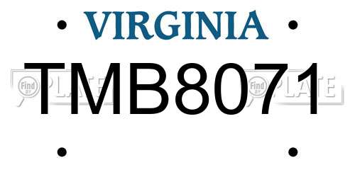 TMB8071 Virginia License Plate