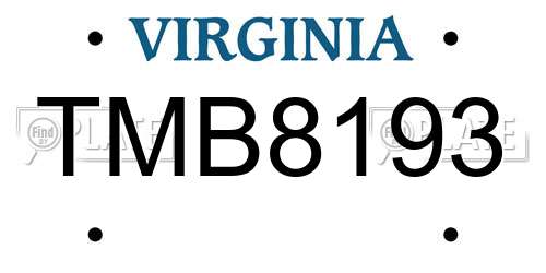 TMB8193 Virginia License Plate