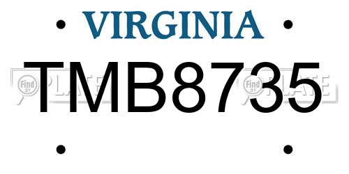 TMB8735 Virginia License Plate