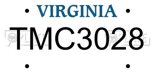 TMC3028 Virginia License Plate