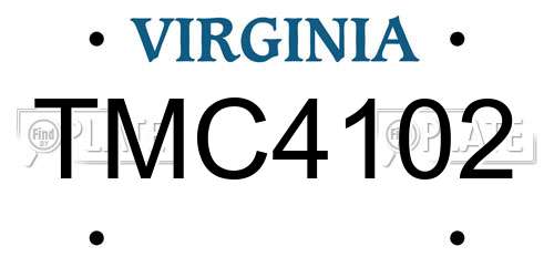 TMC4102 Virginia License Plate