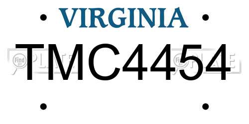 TMC4454 Virginia License Plate