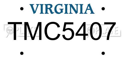 TMC5407 Virginia License Plate