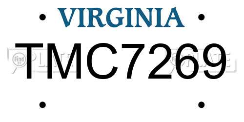 TMC7269 Virginia License Plate
