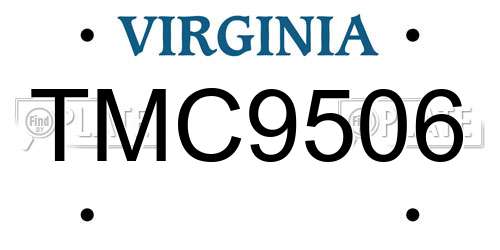 TMC9506 Virginia License Plate