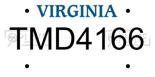 TMD4166 Virginia License Plate
