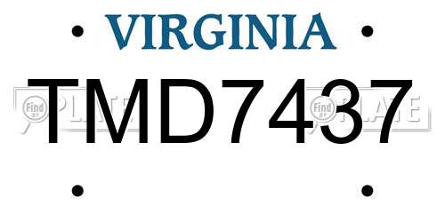 TMD7437 Virginia License Plate