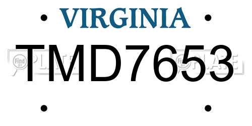 TMD7653 Virginia License Plate