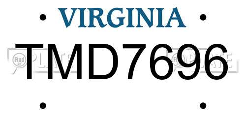 TMD7696 Virginia License Plate