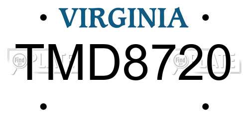 TMD8720 Virginia License Plate