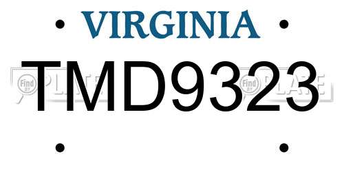 TMD9323 Virginia License Plate