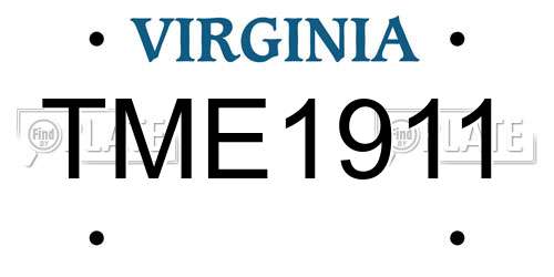 TME1911 Virginia License Plate