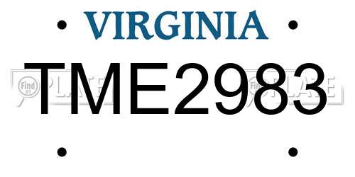TME2983 Virginia License Plate