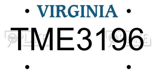 TME3196 Virginia License Plate