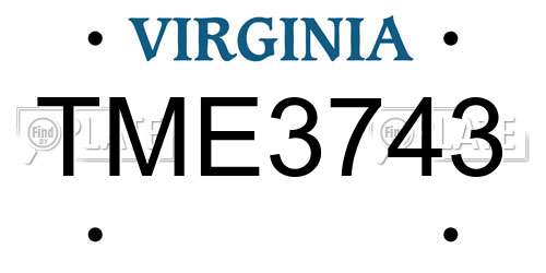 TME3743 Virginia License Plate