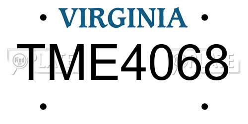 TME4068 Virginia License Plate