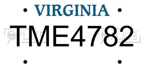 TME4782 Virginia License Plate