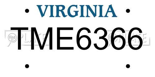 TME6366 Virginia License Plate