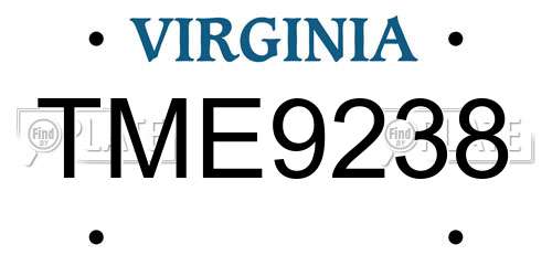 TME9238 Virginia License Plate