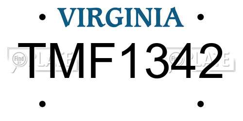 TMF1342 Virginia License Plate