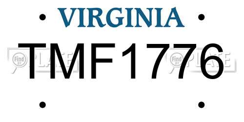 TMF1776 Virginia License Plate