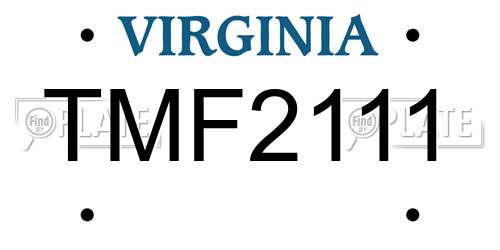 TMF2111 Virginia License Plate