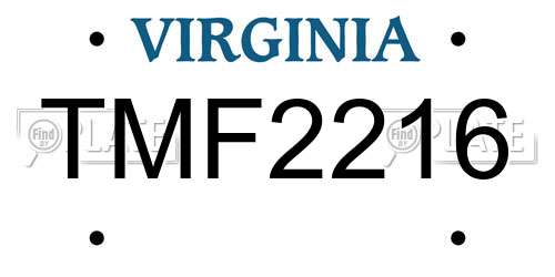 TMF2216 Virginia License Plate