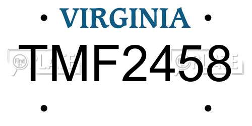 TMF2458 Virginia License Plate