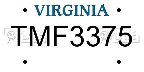 TMF3375 Virginia License Plate