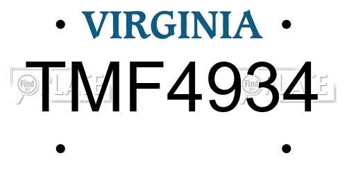 TMF4934 Virginia License Plate