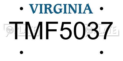TMF5037 Virginia License Plate