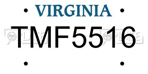 TMF5516 Virginia License Plate