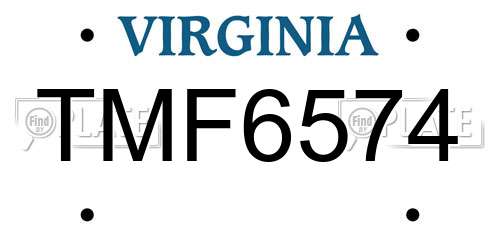 TMF6574 Virginia License Plate