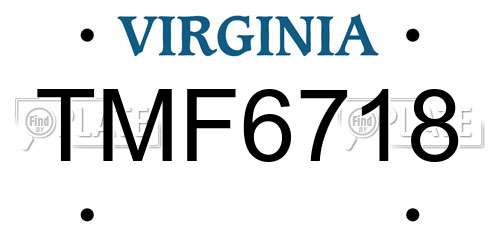 TMF6718 Virginia License Plate