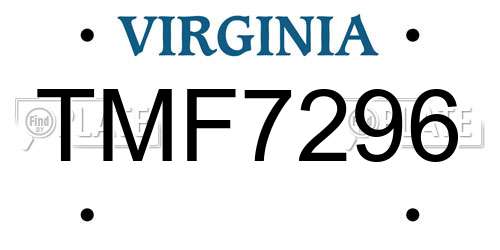 TMF7296 Virginia License Plate