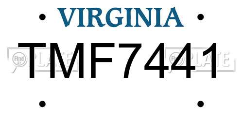 TMF7441 Virginia License Plate